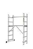 DRABEST Arbeitsgerüst 2x6 Alu Leiter und Gerüst Aluminium Leitergerüst bis 150KG Belastbar Multifunktionsleiter kostenloser H