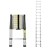 Cecaylie 4,4m Teleskopleiter, Aluminiumleiter Ausziehbare Leiter mit rutschfesten Füßen, Mehrzweckleiter für Dachboden, Stehleiter, Tragbar Leichte Leiter 150 kg Belastbar