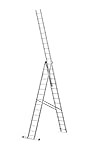DRABEST Aluleiter 3-teilig Mehrzweckleiter 3x15 Stufen Leiter Multifunktionsleiter PRO Kombileiter bis 150 kg Beslastbar inkl. Eimerh