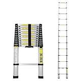 Cecaylie 3,8m Teleskopleiter, Aluminiumleiter Ausziehbare Leiter mit rutschfesten Füßen, Mehrzweckleiter für Dachboden, Stehleiter, Tragbar Leichte Leiter 150 kg Belastbar