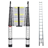 5 m Teleskopleiter mit Dachhaken-Kit Aluminium, tragbar, multifunktional, faltbar, tragbar, strapazierfähig, Mehrzweck-Aluminium-Teleskopleiter, ausziehb